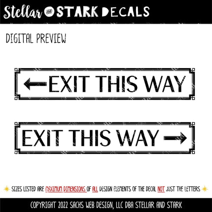 Exit This Way with Arrow Decal - Emergency Exit Sign - Exit Door Decal - Fire Exit Here - Exit Route Sign - Safety Signage - Commercial Door