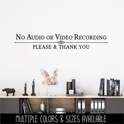 No Audio or Video Recording Decal, Please & Thank You Privacy Sticker, Security, No Filming Sign for Business, Store, Office, Retail, Home
