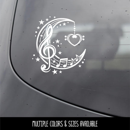 Musical Moon an Stars Vinyl Decal, Celestial Music Note Sticker, Crescent Moon Laptop Sign, Musician Choir Singer Gift, Music Love Night Sky