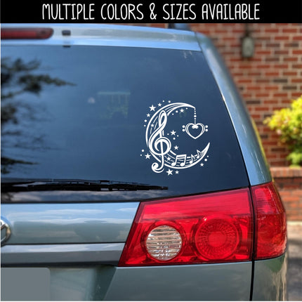 Musical Moon an Stars Vinyl Decal, Celestial Music Note Sticker, Crescent Moon Laptop Sign, Musician Choir Singer Gift, Music Love Night Sky