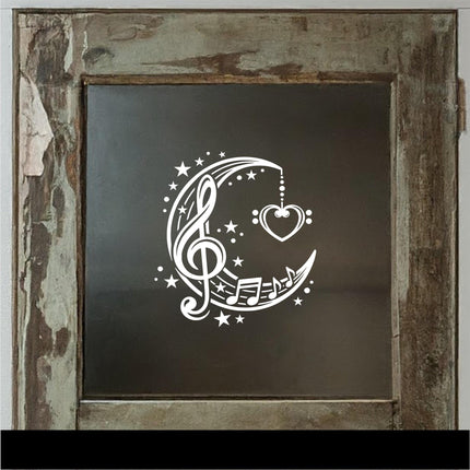 Musical Moon an Stars Vinyl Decal, Celestial Music Note Sticker, Crescent Moon Laptop Sign, Musician Choir Singer Gift, Music Love Night Sky