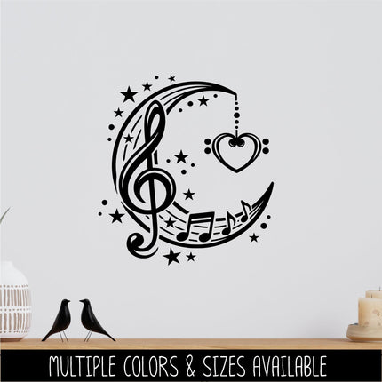 Musical Moon an Stars Vinyl Decal, Celestial Music Note Sticker, Crescent Moon Laptop Sign, Musician Choir Singer Gift, Music Love Night Sky