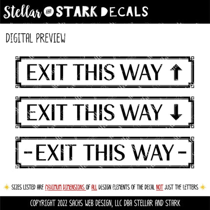 Exit This Way with Arrow Decal - Emergency Exit Sign - Exit Door Decal - Fire Exit Here - Exit Route Sign - Safety Signage - Commercial Door