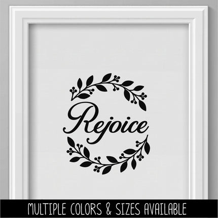 Rejoice Wreath Vinyl Decal - Psalm 118:24 Sticker - Christian Wall Art - Religious Quote - Scripture Verse - Prayer Saying - Christmas Decor