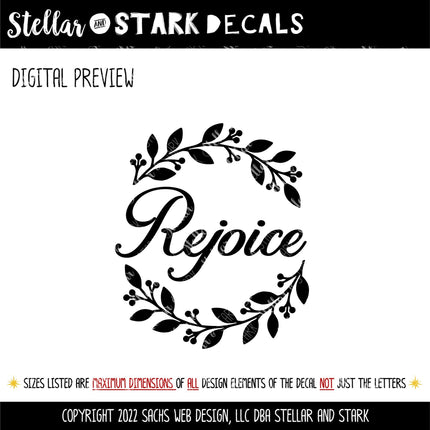 Rejoice Wreath Vinyl Decal - Psalm 118:24 Sticker - Christian Wall Art - Religious Quote - Scripture Verse - Prayer Saying - Christmas Decor