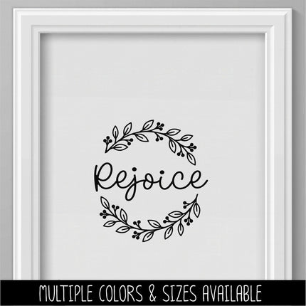 Rejoice Wreath Vinyl Decal - Psalm 118:24 Sticker - Christian Wall Art - Religious Quote - Scripture Verse - Prayer Saying - Christmas Decor
