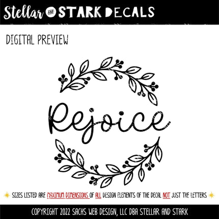 Rejoice Wreath Vinyl Decal - Psalm 118:24 Sticker - Christian Wall Art - Religious Quote - Scripture Verse - Prayer Saying - Christmas Decor