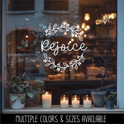 Rejoice Wreath Vinyl Decal - Psalm 118:24 Sticker - Christian Wall Art - Religious Quote - Scripture Verse - Prayer Saying - Christmas Decor
