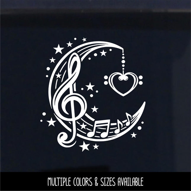 Musical Moon an Stars Vinyl Decal, Celestial Music Note Sticker, Crescent Moon Laptop Sign, Musician Choir Singer Gift, Music Love Night Sky
