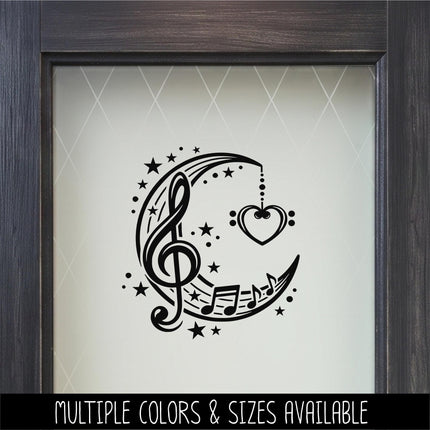 Musical Moon an Stars Vinyl Decal, Celestial Music Note Sticker, Crescent Moon Laptop Sign, Musician Choir Singer Gift, Music Love Night Sky