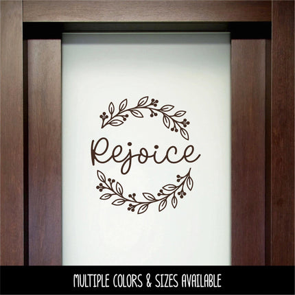 Rejoice Wreath Vinyl Decal - Psalm 118:24 Sticker - Christian Wall Art - Religious Quote - Scripture Verse - Prayer Saying - Christmas Decor