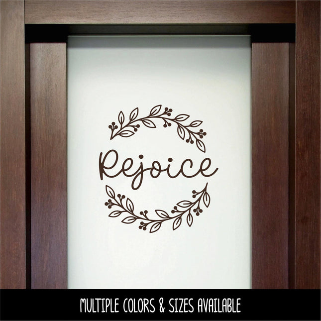 Rejoice Wreath Vinyl Decal - Psalm 118:24 Sticker - Christian Wall Art - Religious Quote - Scripture Verse - Prayer Saying - Christmas Decor
