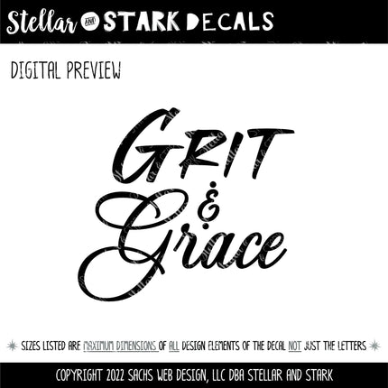 Grit & Grace Vinyl Decal, Grit Grace Sticker, Grit Grace Wall Decor, Grit Grace Door Decor, Religious Sign, Christian Decal, Car Window