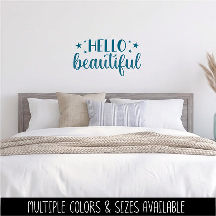 Hello Beautiful Vinyl Decal, Mirror Affirmation Sticker, Daily Positive Quote Vanity Decal, Cute Motivational Car Window & Laptop Sticker