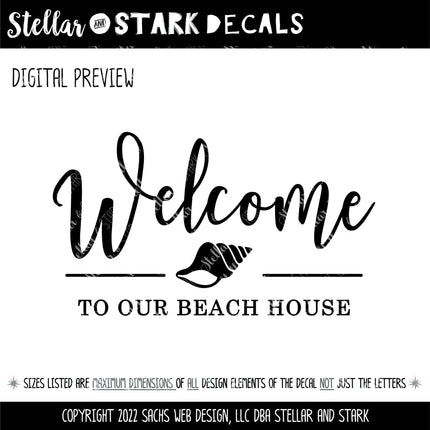 Welcome To Our Beach House Decal Vinyl Sticker, Swim Outdoor Lover Gift Decor Nature Adventure Travel Outside Love Outdoors Sea Ocean Lake