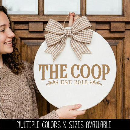 The Coop with Custom Established Date Vinyl Decal, Chicken Sticker, Farmhouse Sign, Eggs Farmed Notice, Wall Mural, Chick Entryway Door Gift