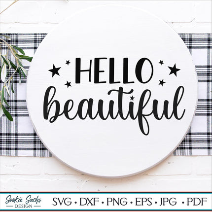 Hello Beautiful Vinyl Decal, Mirror Affirmation Sticker, Daily Positive Quote Vanity Decal, Cute Motivational Car Window & Laptop Sticker
