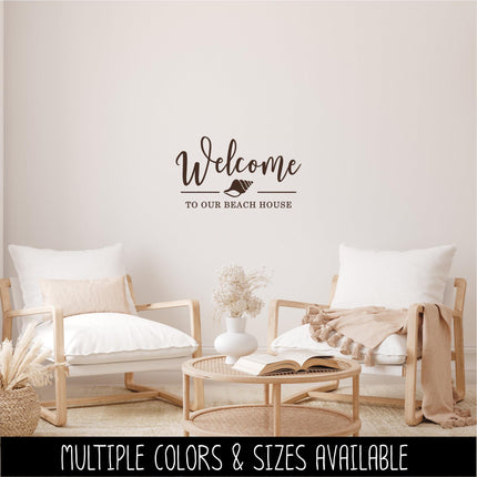 Welcome To Our Beach House Decal Vinyl Sticker, Swim Outdoor Lover Gift Decor Nature Adventure Travel Outside Love Outdoors Sea Ocean Lake