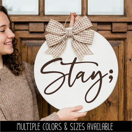 Stay Semicolon Vinyl Decal, Mental Health Awareness Car Sticker, Cursive Script Laptop Decal, Suicide Prevention Ribbon Gift, Tumbler Decal