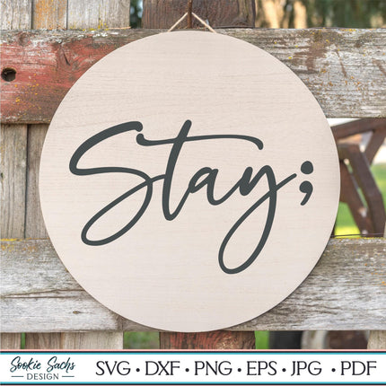 Stay Semicolon Vinyl Decal, Mental Health Awareness Car Sticker, Cursive Script Laptop Decal, Suicide Prevention Ribbon Gift, Tumbler Decal