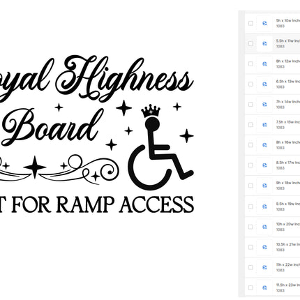 Custom Decal for Katie M - Her Royal Highness Handicap Decal - 5.5h x 11.00w inches