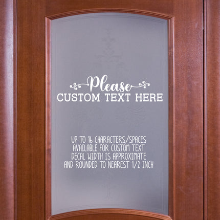 CUSTOM Scroll Vine Please Custom Text Here Vinyl Decal/Sticker