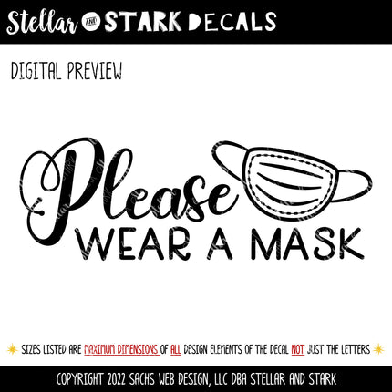 Please Wear a Mask Vinyl Decal/Sticker