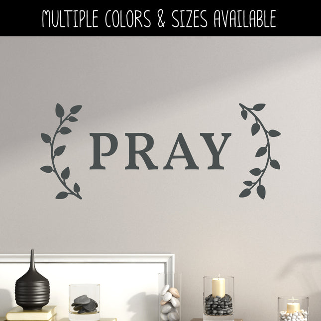 Pray with Curved Leaves Vinyl Decal/Sticker