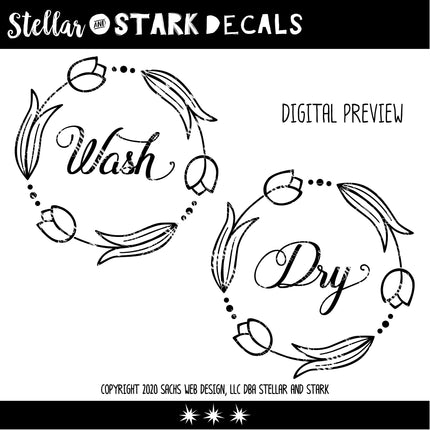 Tulip Wash Dry Wreath Vinyl Decal/Sticker Set