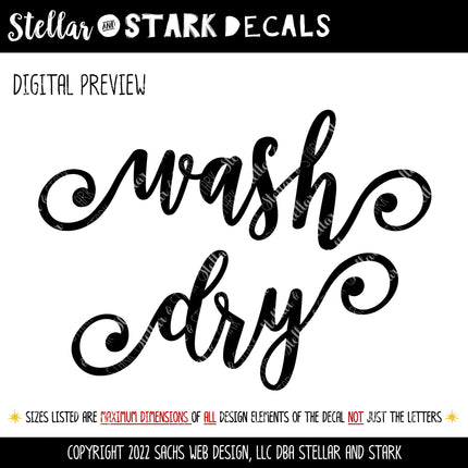 Wash & Dry Swirl Vinyl Decal/Sticker Set