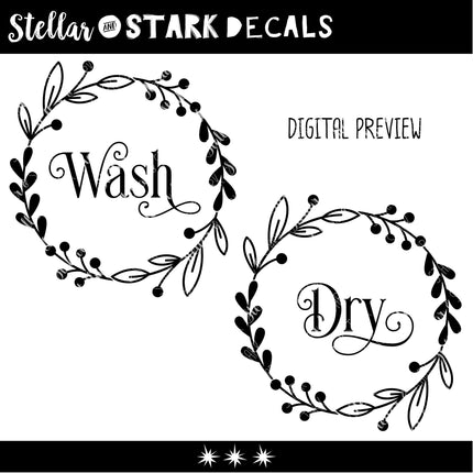 Ornamental Wash Dry Floral Wreath Vinyl Decal/Sticker Set