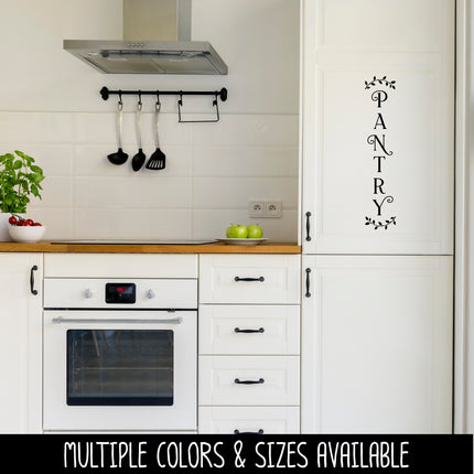 Vertical Pantry Curved Leaves Vinyl Decal/Sticker