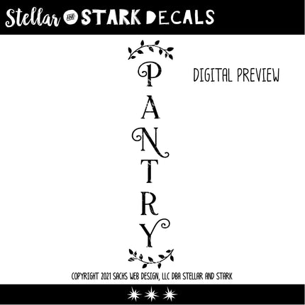 Vertical Pantry Curved Leaves Vinyl Decal/Sticker