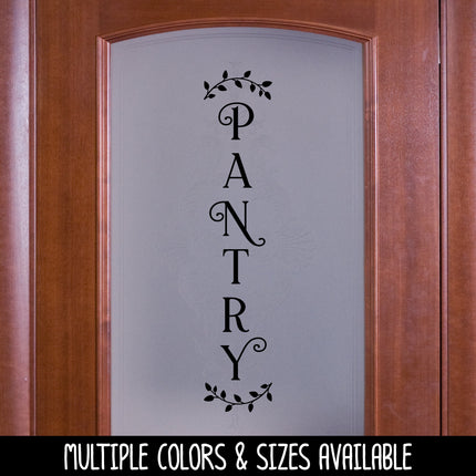 Vertical Pantry Curved Leaves Vinyl Decal/Sticker
