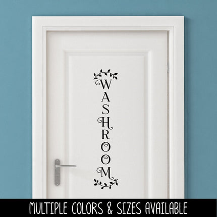 Vertical Curved Leaves Washroom Vinyl Decal/Sticker