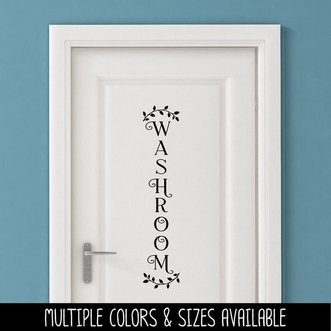 Vertical Curved Leaves Washroom Vinyl Decal/Sticker