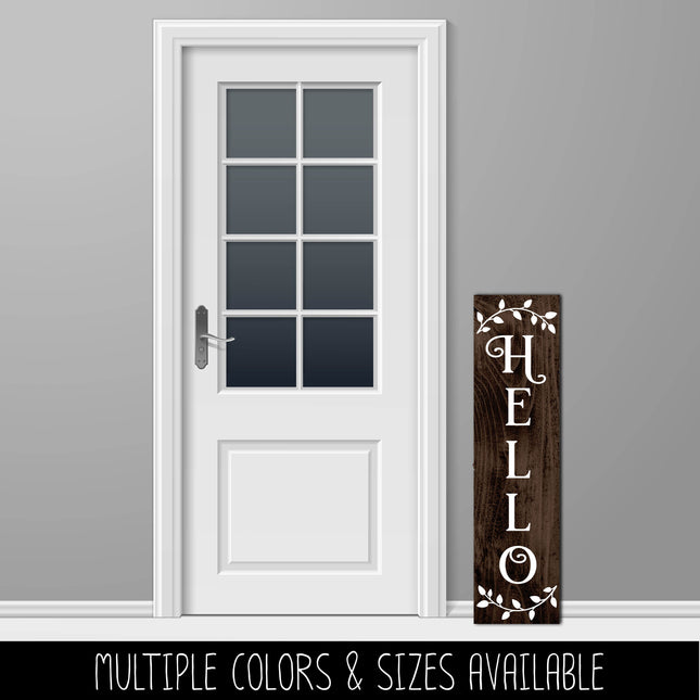 Vertical Hello Curved Leaves Vinyl Decal/Sticker