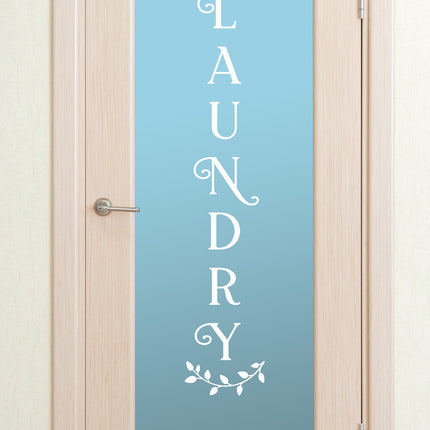 Vertical Laundry Curved Leaves Vinyl Decal/Sticker