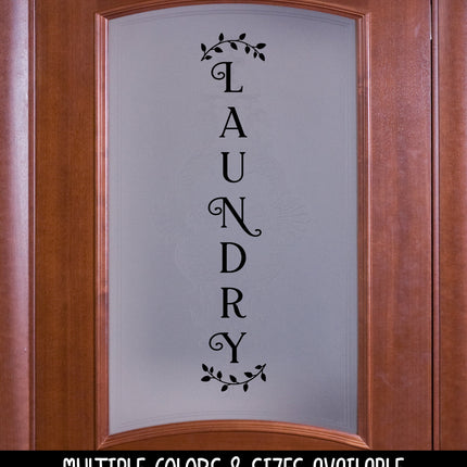 Vertical Laundry Curved Leaves Vinyl Decal/Sticker