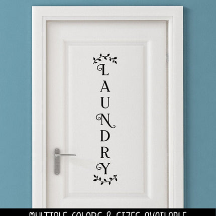 Vertical Laundry Curved Leaves Vinyl Decal/Sticker