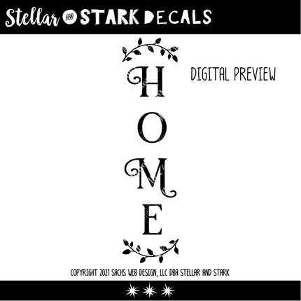 Vertical Home Curved Leaves Vinyl Decal/Sticker