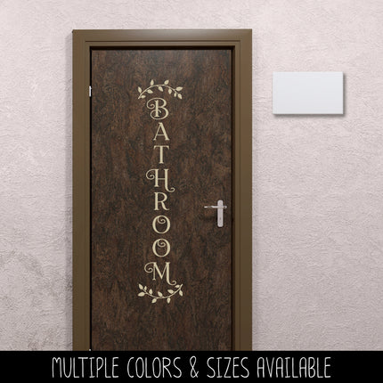 Vertical Curved Leaves Bathroom Vinyl Decal/Sticker