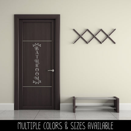 Vertical Curved Leaves Bathroom Vinyl Decal/Sticker