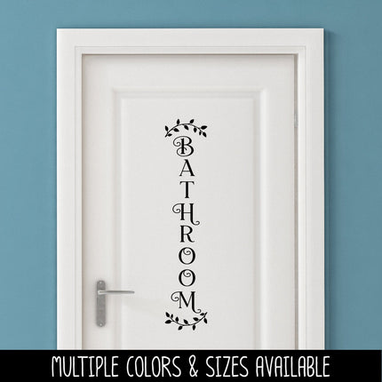 Vertical Curved Leaves Bathroom Vinyl Decal/Sticker