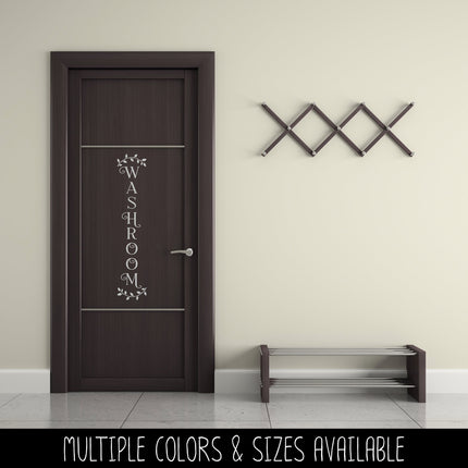 Vertical Curved Leaves Washroom Vinyl Decal/Sticker