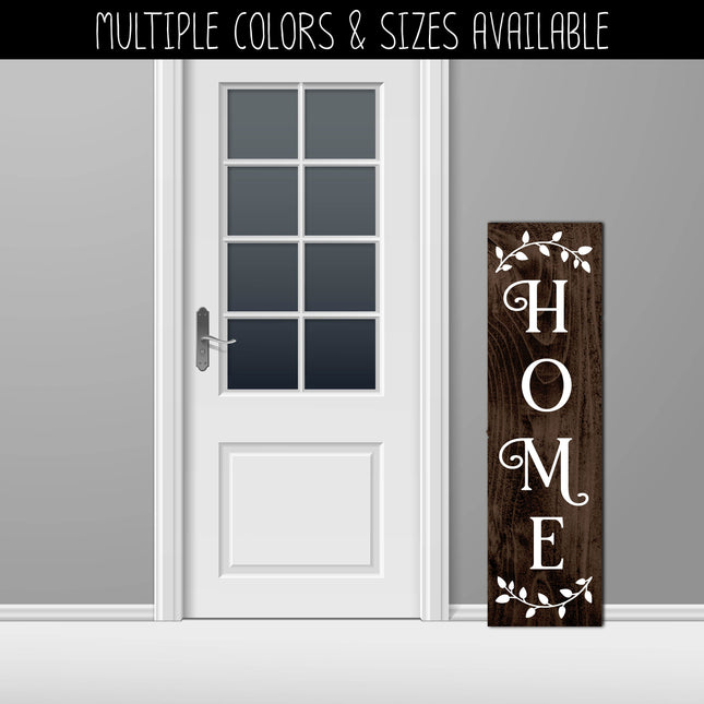 Vertical Home Curved Leaves Vinyl Decal/Sticker