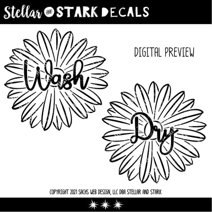 Daisy Wash Dry Vinyl Decal/Sticker Set