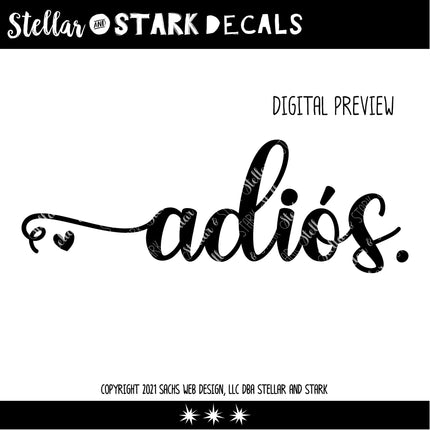 Cursive Adios Heart Vinyl Decal/Sticker