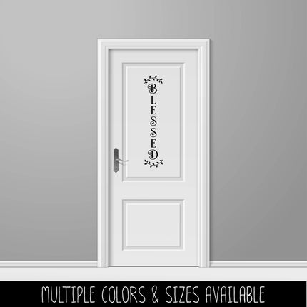 Vertical Ornamental Blessed with Curved Leaves Vinyl Decal/Sticker
