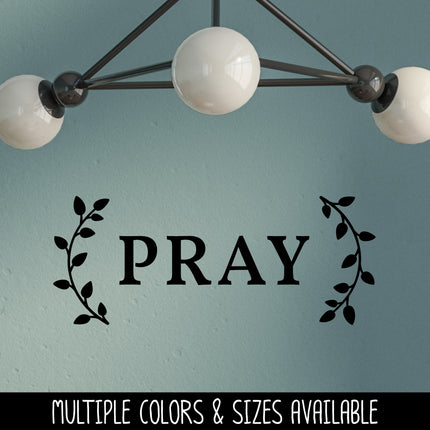 Pray with Curved Leaves Vinyl Decal/Sticker